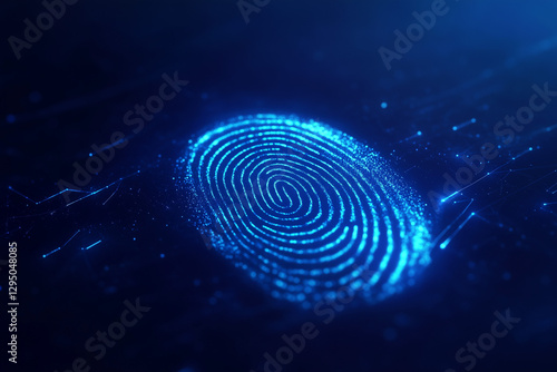 Wallpaper Mural Digital fingerprint scan glowing blue Torontodigital.ca