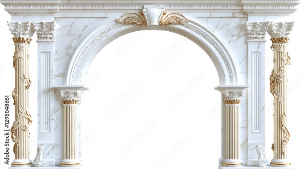 Naklejka premium Elegant marble archway, classical columns, indoor setting, architectural detail, design element