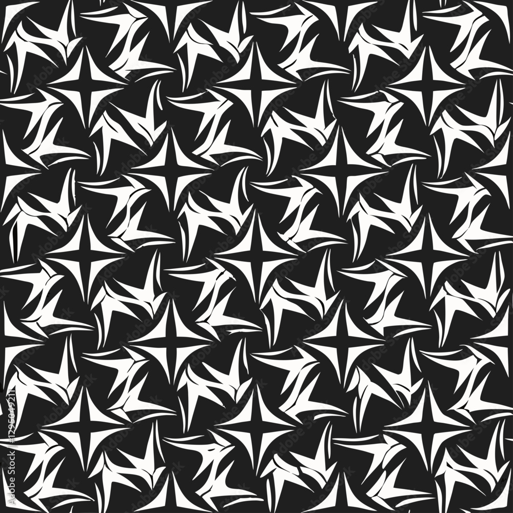 Seamless Geometric Star Pattern with Optical Illusion Effect in Black and White – Abstract Modern Design Seamless Geometric Star Pattern with Optical Illusion Effect in Black and White – Abstract Modern Design