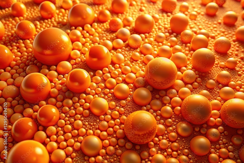 A Lush Abundance of Golden Spheres, a Textured Symphony of Radiant Orange Bubbles, Shimmering with Subtle Highlights and Depth A Lush Abundance of Golden Spheres, a Textured Symphony of Radiant Orange Bubbles, Shimmering with Subtle Highlights and Depth