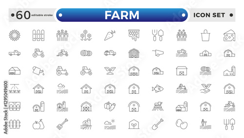 Farm, Farming, Agriculture - outline web icon set. Contains such Icons as Greenhouse, Haystack, Harvest and more. Editable stroke outline icon.
