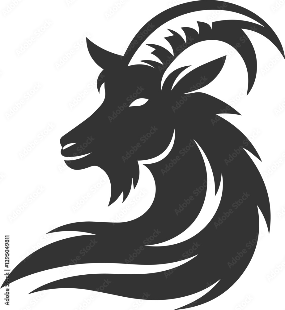 Goat looking back over its shoulder animal vector silhouette Goat looking back over its shoulder animal vector silhouette