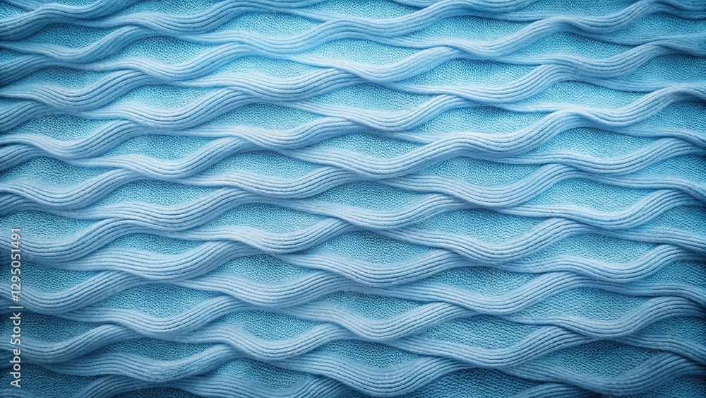Obraz premium Textured Blue Fabric with Undulating Wave Pattern Shows Softness and Subtle Elegance