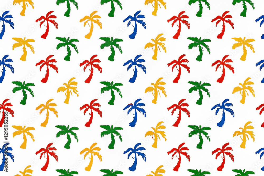 Colorful palm tree pattern on white background. (1) Colorful palm tree pattern on white background. (1)