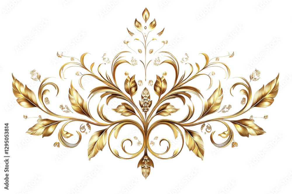 Golden Ornate Floral Design: A Luxurious Baroque-Style Ornament Golden Ornate Floral Design: A Luxurious Baroque-Style Ornament