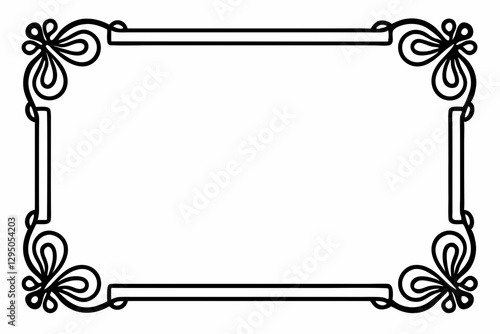 Elegant Black Decorative Frame, Simple Floral Border Design