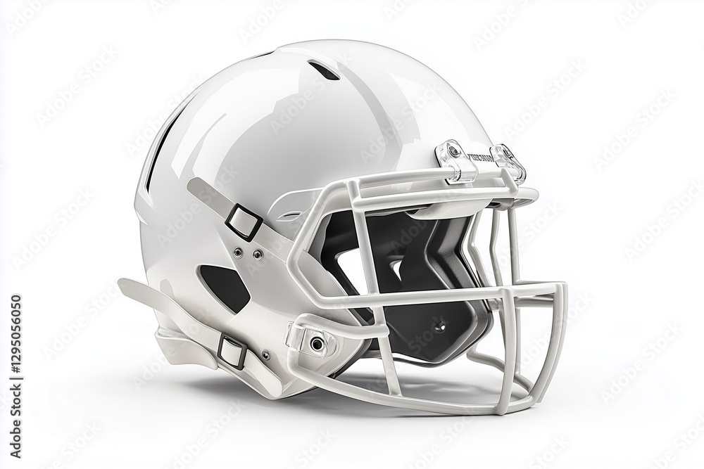 Naklejka premium White American football helmet isolated on a white background