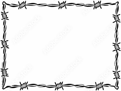Barbed Wire Frame, Black and White Border Design, Rough and Edgy Look