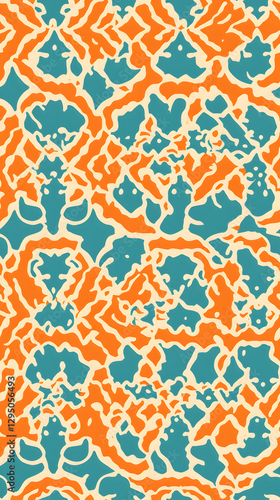 Fototapeta premium vintage blockprint Moroccon Print pattern geometric shapes design poster background