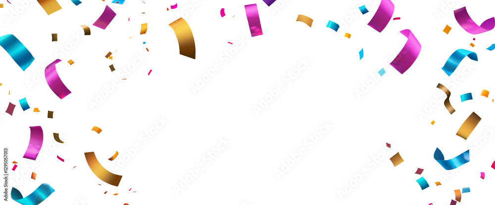 Obraz premium colorful falling confetti, ribbons for celebrating birthdays, anniversaries, holidays, parties, happy hours, weddings, graduations, isolated, celebrate, celebration 