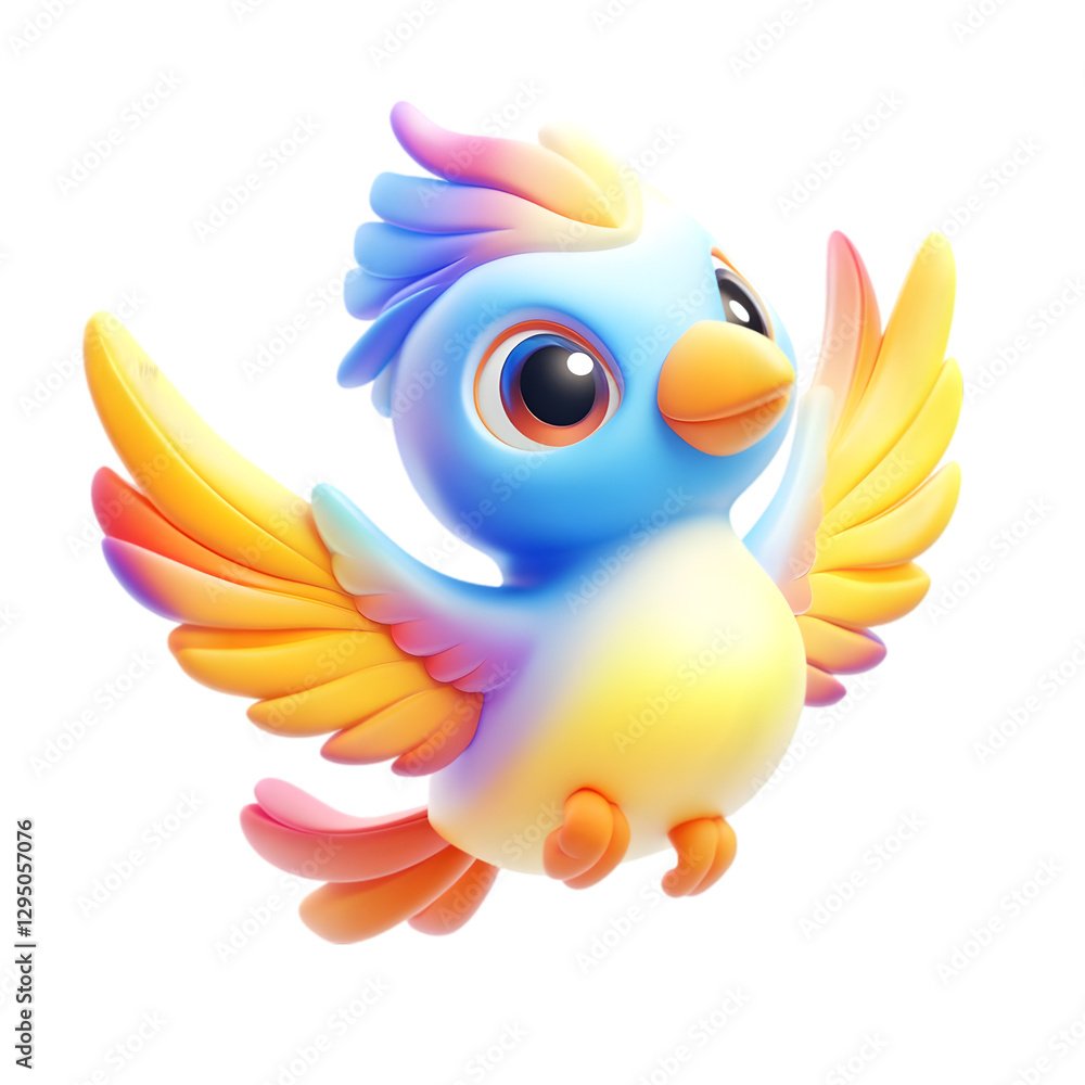 Fototapeta premium 3d cartoon bird with flower