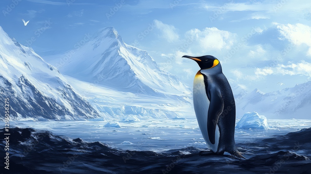 Fototapeta premium Penguin in snow mountain