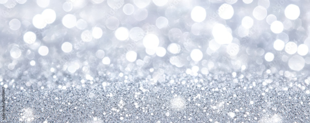 A stunning close-up of a shimmering silver glitter background, adorned with numerous sparkling white dots. A stunning close-up of a shimmering silver glitter background, adorned with numerous sparkling white dots.