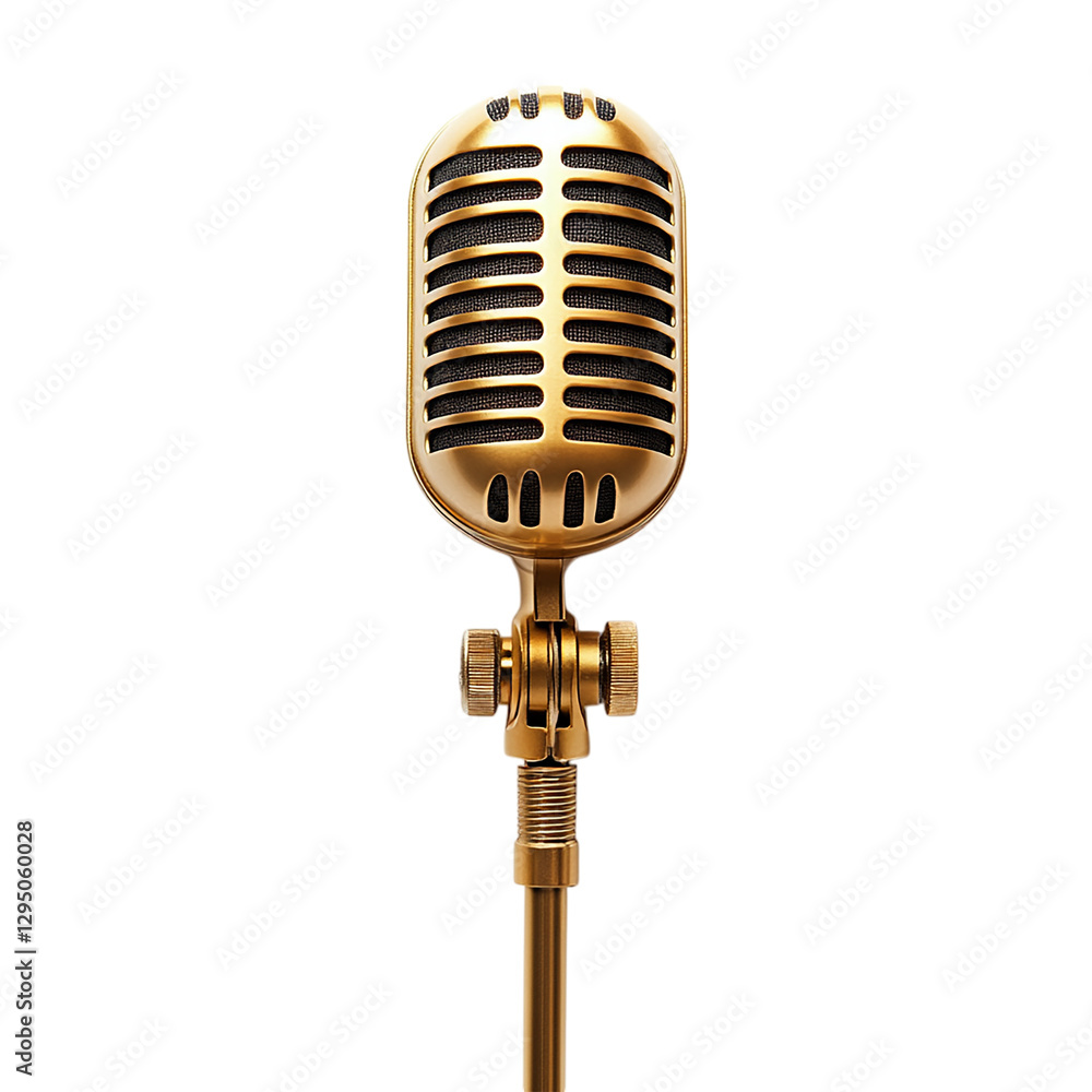 Fototapeta premium Golden Retro Microphone: A Classic Sound