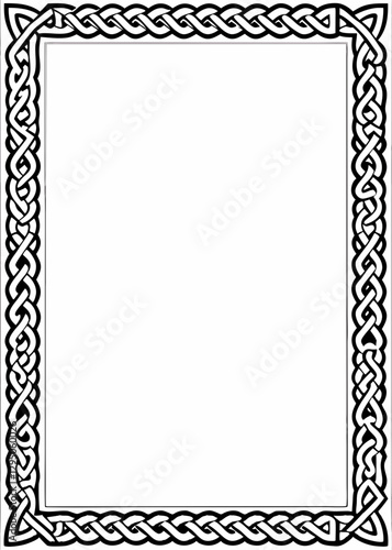 Celtic border design with intricate knot patterns framing a blank space