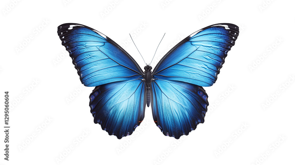 Obraz premium Beautiful indigo butterfly with transparent background in png style for design projects.