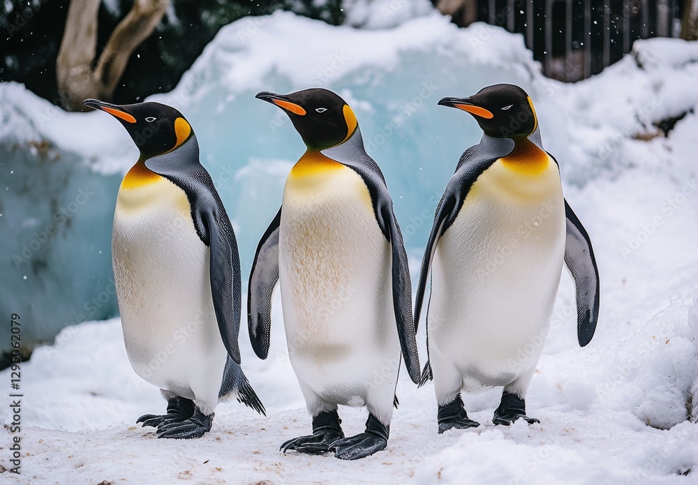 Fototapeta premium Penguins in snow-mountain