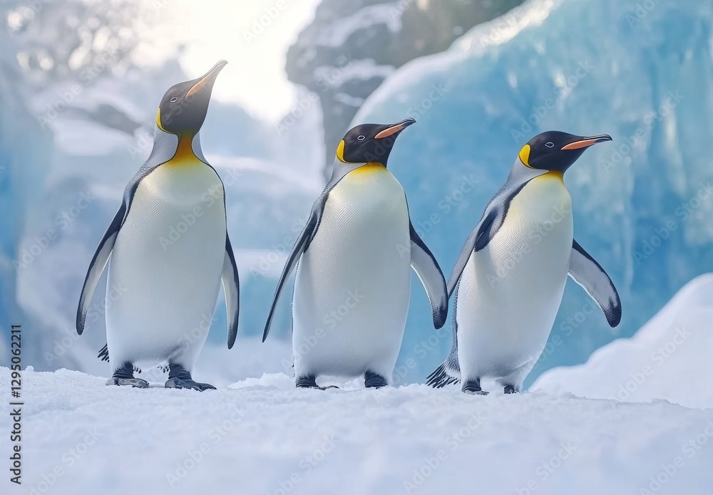 Fototapeta premium Penguins in snow-mountain