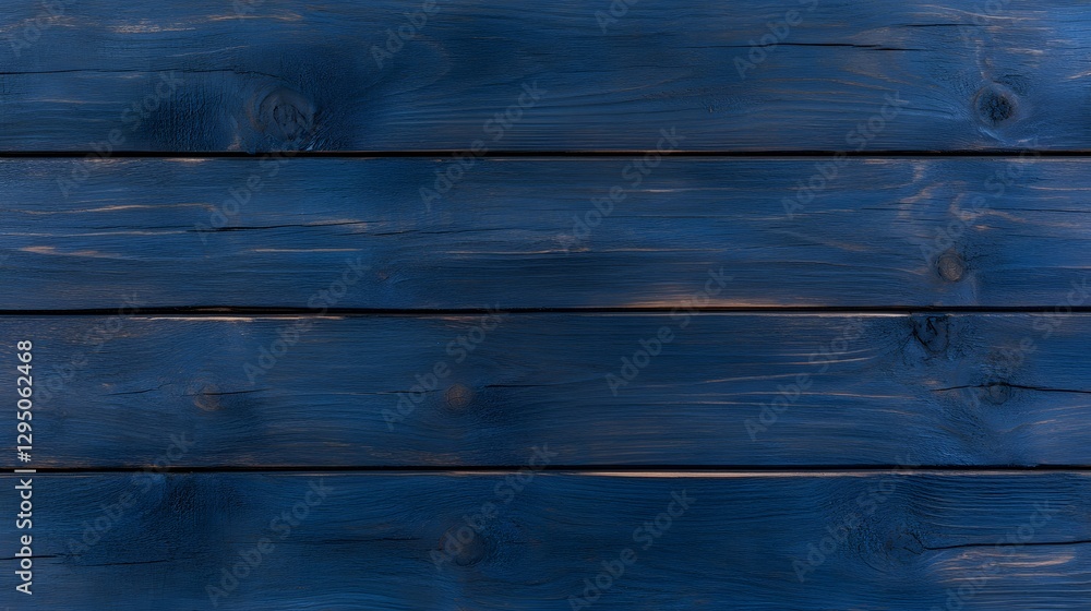 Fototapeta premium Horizontal Wooden Planks Painted Dark Blue Show Rustic Texture