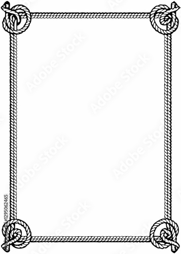 Intricate rope border frame with knot designs, ideal for vintage-themed invitations or rustic decor