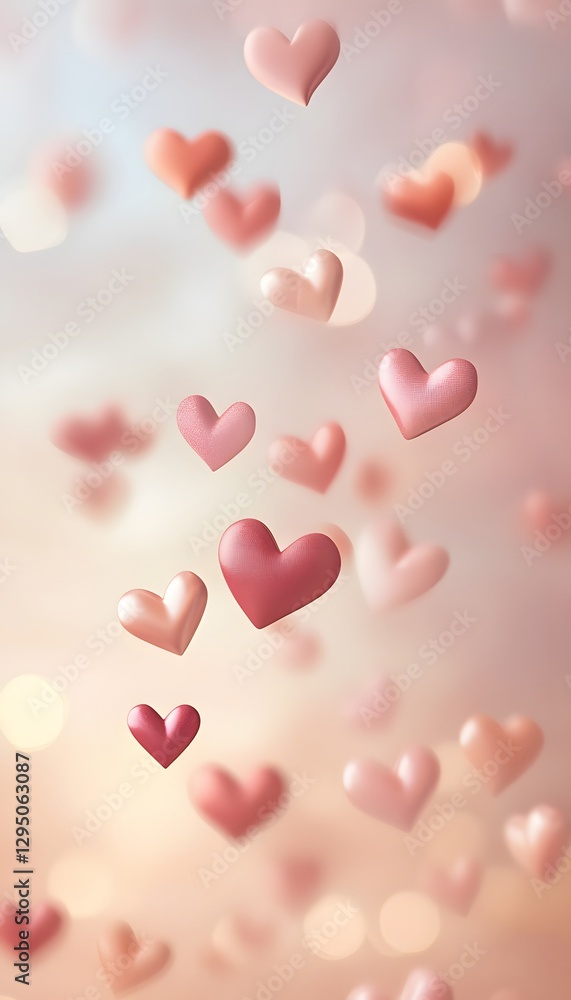 Floating pink hearts create a romantic whimsical and loving backdrop Floating pink hearts create a romantic whimsical and loving backdrop