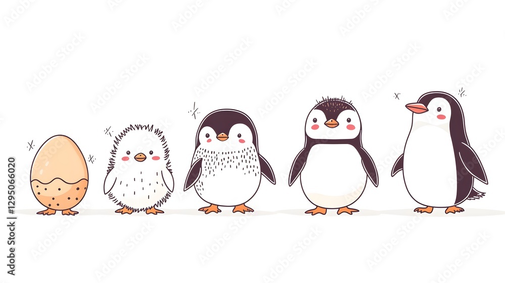 Fototapeta premium Educational penguin life stages exhibit family-friendly concept