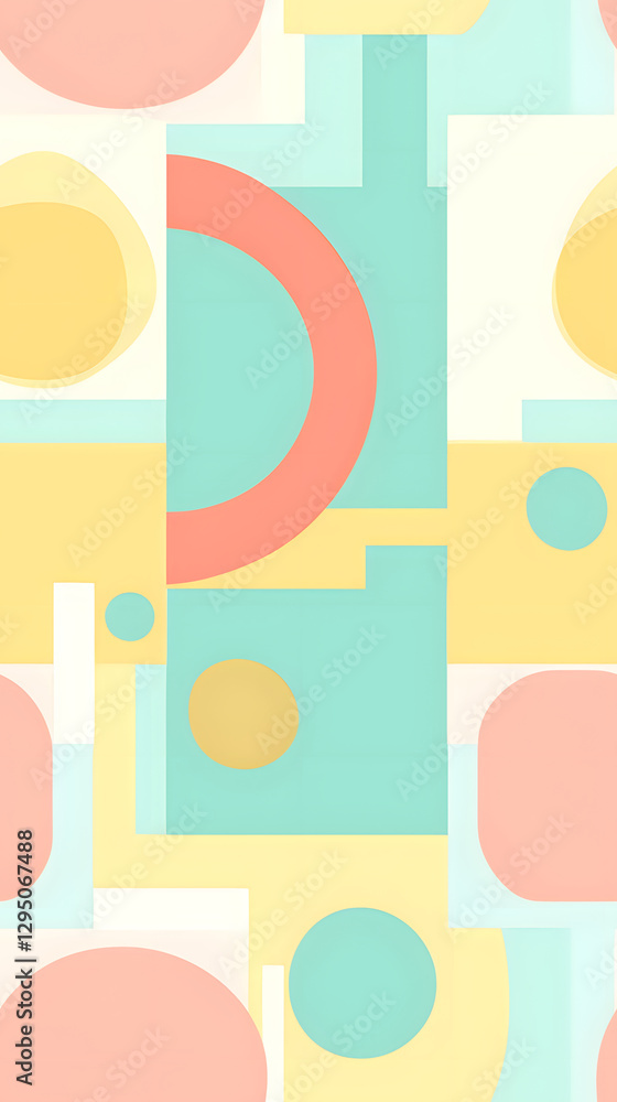 soft color squares and circles shapes geometric pattern design poster background
