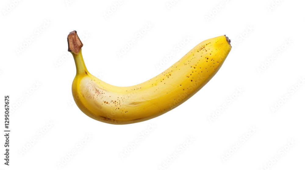 Ripe banana isolated on transparent background showing brown spots Ripe banana isolated on transparent background showing brown spots