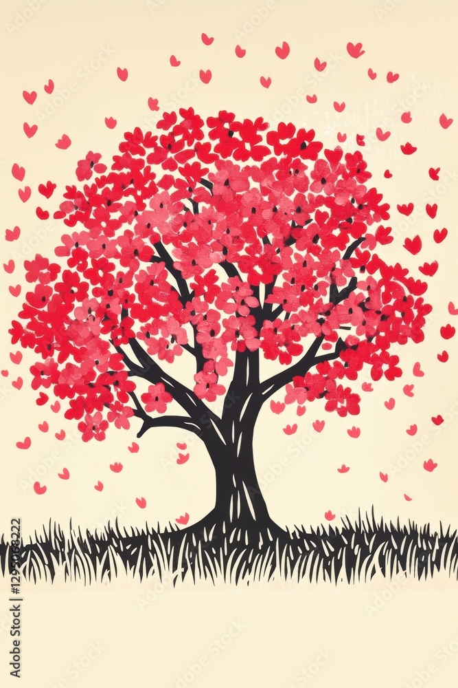 Fototapeta premium Beautiful cherry blossom tree branch with blooming flower.