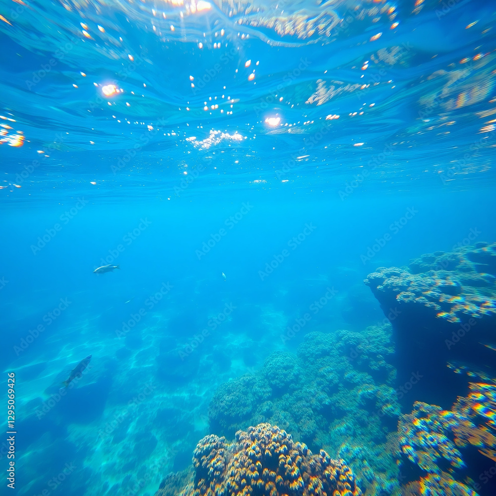 Pristine Plastic-Free Ocean with Vibrant Marine Life and Coral Reefs Pristine Plastic-Free Ocean with Vibrant Marine Life and Coral Reefs
