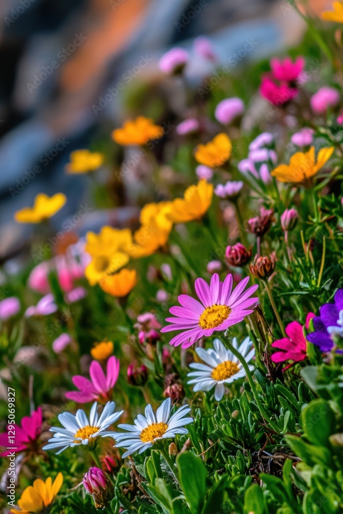 Fototapeta premium Beautiful colorful wild flowers in Spring.