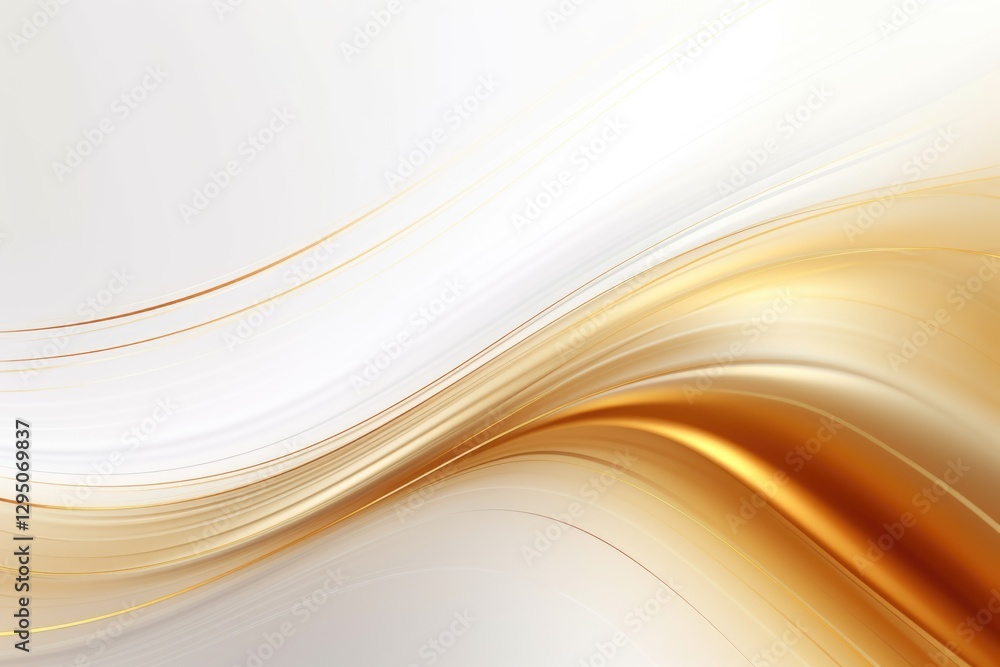 Obraz premium Free plain white background with gold wave