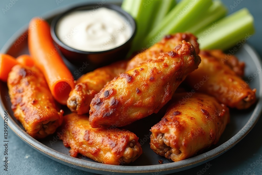 Chicken Wings, Veggie Sticks, and Homemade Ranch Dip - A Tasty Treat Combo Chicken Wings, Veggie Sticks, and Homemade Ranch Dip - A Tasty Treat Combo