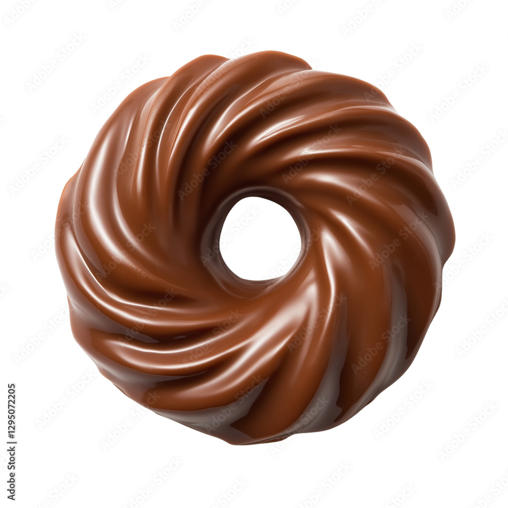 A chocolate swirl in the shape of an oozing, swirly circle, isolated on a transparent  background png  (2)