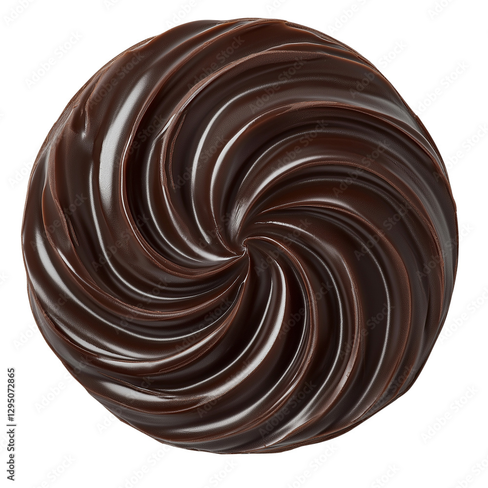 - A top view of a chocolate swirl, isolated on a transparent background png - A top view of a chocolate swirl, isolated on a transparent background png