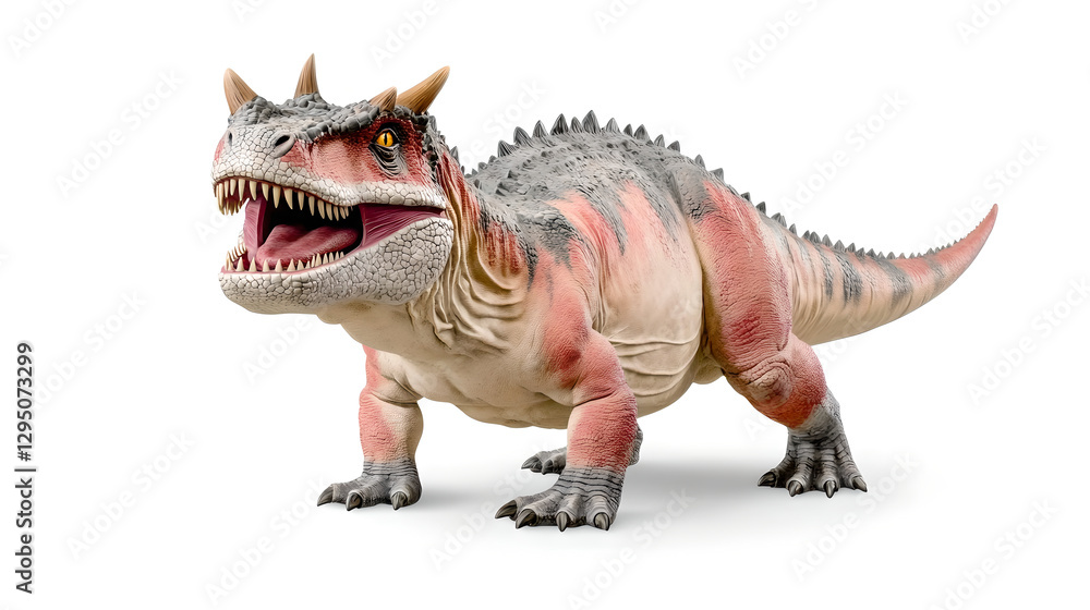 Naklejka premium Powerful Dinosaur Model Against White Background