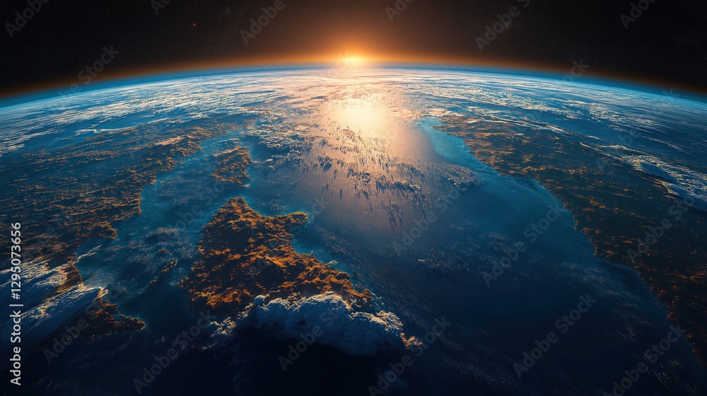 Fototapeta premium Breathtaking view of Earth from space with vibrant oceans and swirling clouds