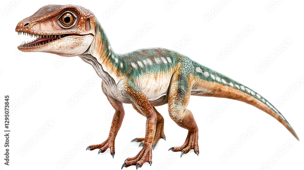Naklejka premium Detailed Image of a Juvenile Dinosaur, Possibly a Coelurosaurian