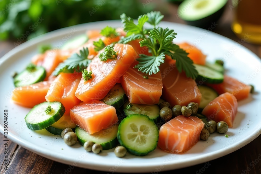 Salmon & Cucumber Dill-Caper Vinaigrette Salad: A Refreshing Meal Salmon & Cucumber Dill-Caper Vinaigrette Salad: A Refreshing Meal