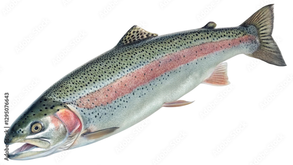 Close up rainbow trout fish isolated on white background. Suitable for marketing or business purposes. PNG file Close up rainbow trout fish isolated on white background. Suitable for marketing or business purposes. PNG file