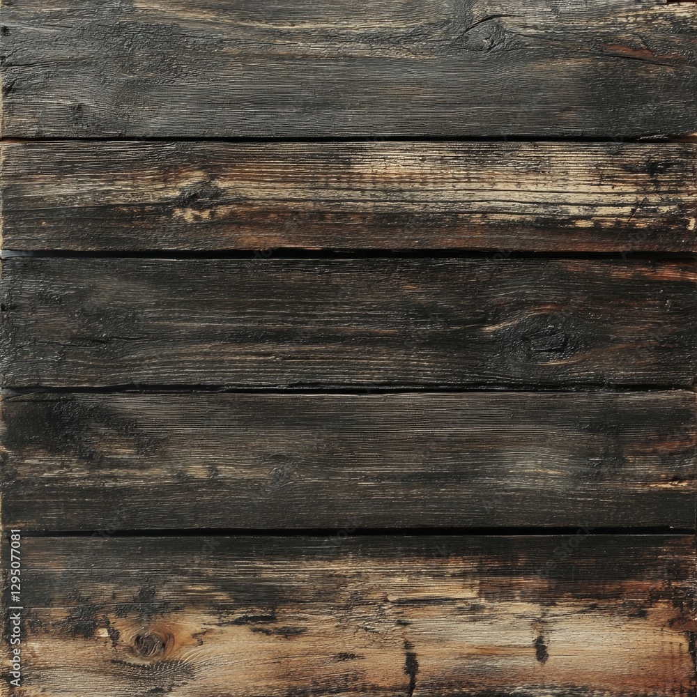 Fototapeta premium Rustic weathered wooden planks with dark brown grain texture