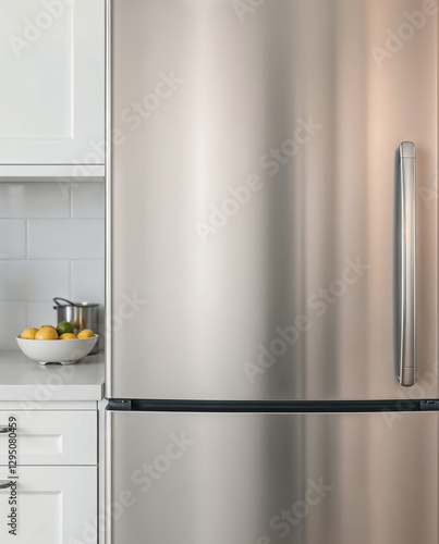 Refrigerator in kitchen mockup