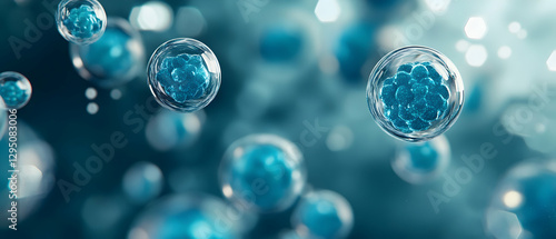 Wallpaper Mural Close-up of blue exosome particles in spheres  -  Torontodigital.ca