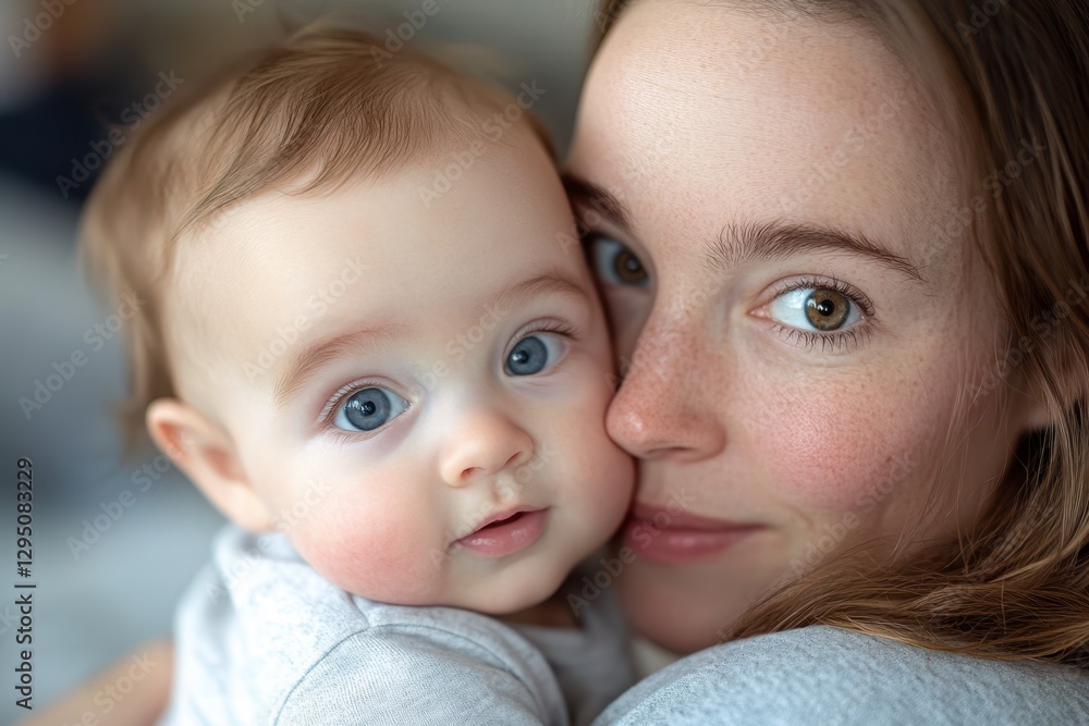 A joyful woman cradles a baby, smiling warmly at the camera, capturing a tender moment of love and connection between mother and child. A joyful woman cradles a baby, smiling warmly at the camera, capturing a tender moment of love and connection between mother and child.