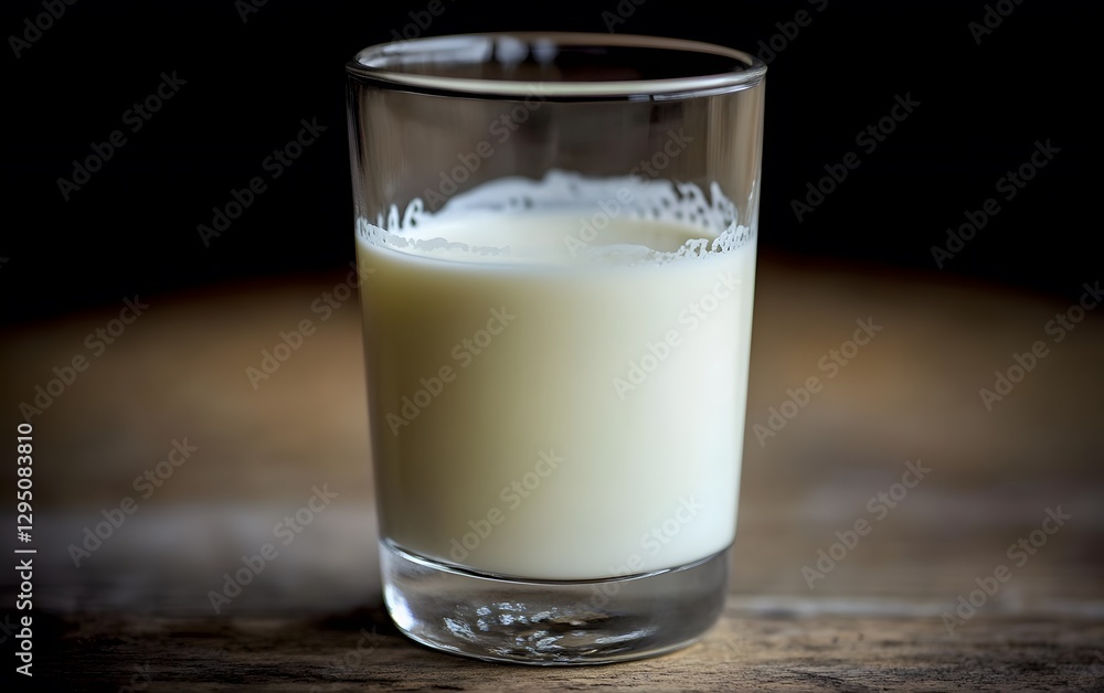 Close-up of Glass of Milk on Rustic Wood Close-up of Glass of Milk on Rustic Wood