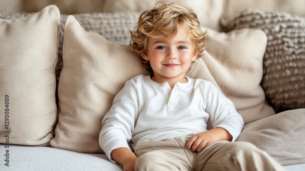 A relaxed boy sits comfortably on a couch surrounded by colorful pillows, embodying a cozy and inviting atmosphere. A relaxed boy sits comfortably on a couch surrounded by colorful pillows, embodying a cozy and inviting atmosphere.