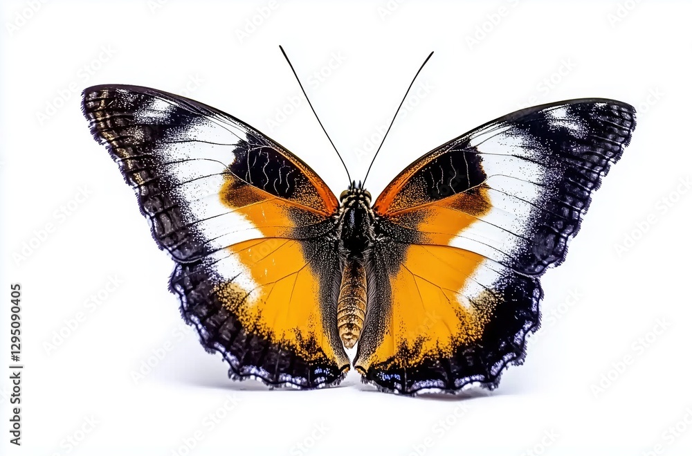 Obraz premium Stunning Orange and Black Butterfly Spreading Wings Against a Clean Background with a Sense of Freedom 