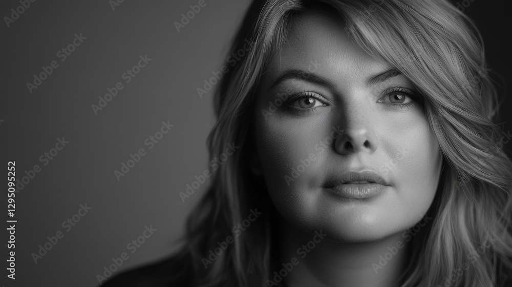 Close-up portrait of a woman with soft features and expressive eyes in a minimalistic setting Close-up portrait of a woman with soft features and expressive eyes in a minimalistic setting