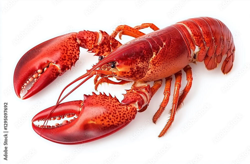 Juicy Red Lobster Posing on White Background with Glimmering Shell and Freshness Appeal
Juicy Red Lobster Posing on White Background with Glimmering Shell and Freshness Appeal