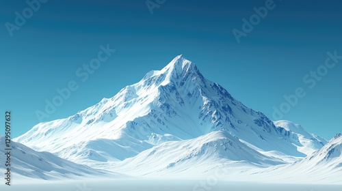 Wallpaper Mural Majestic snow-covered mountain peak under a clear blue sky with serene landscape Torontodigital.ca